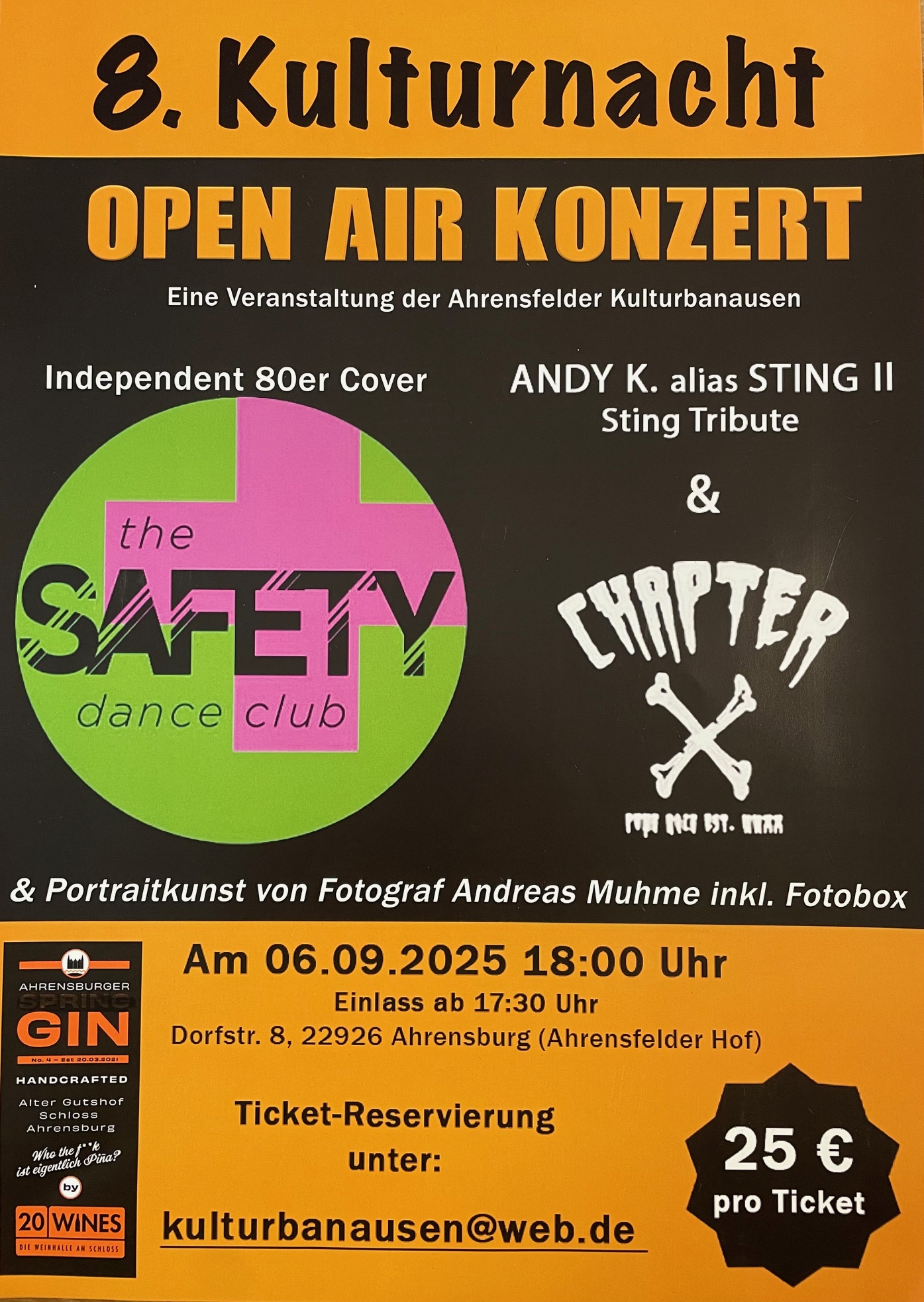 Plakat Open Air Musik Festival Kultur Banausen Ahrensburg Ahrensfelde Gin-Bar 20 Wines